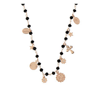 Rose black stones necklace in 925 silver Agios