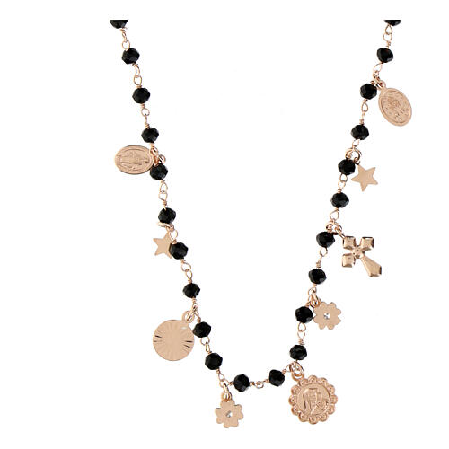 Rose black stones necklace in 925 silver Agios 2