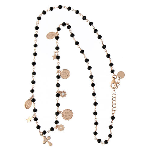 Rose black stones necklace in 925 silver Agios 3