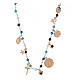 Agios necklace with dangle charms and blue beads, different shades, rosé 925 silver s1
