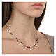 Agios necklace with dangle charms and blue beads, different shades, rosé 925 silver s2