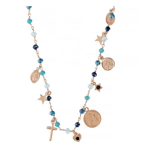 Necklace Agios multicolor light blue 925 rose silver 1