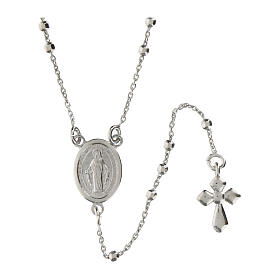 Agios rosary of rhodium-plated 925 silver with Miraculous Medal