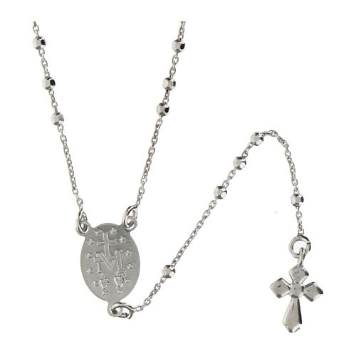 925 silver rosary necklace with rhodium-plated cross Agios 2