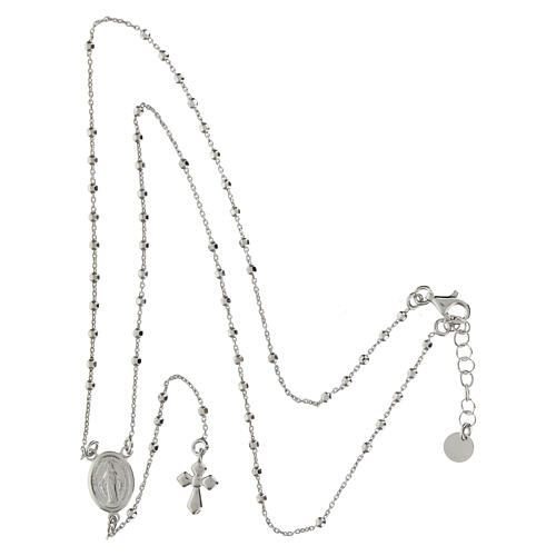 925 silver rosary necklace with rhodium-plated cross Agios 4