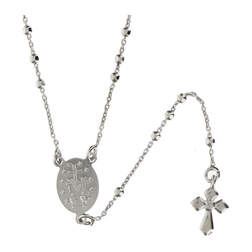 925 silver rosary necklace with rhodium-plated cross Agios 3
