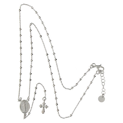 925 silver rosary necklace with rhodium-plated cross Agios 5