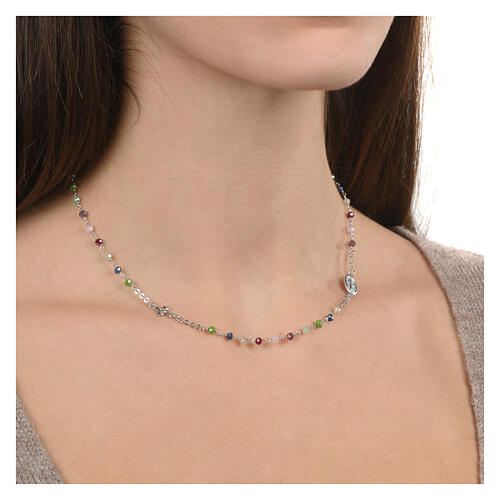 Colar rodinado prata 925 Benedictus pedras multicores 2