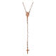 Benedictus rosary with Miraculous Medal and white beads, rosé 925 silver s1