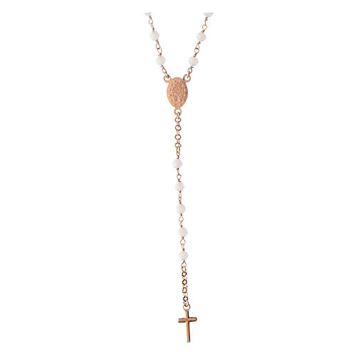 Terço rosê com pedras brancas Benedictus prata 925 3