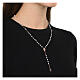 Rose rosary necklace with white stones in 925 silver Agios s2