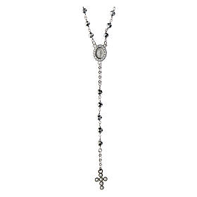 Agios hematite rosary with white rhinestones, 925 silver