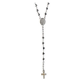 Agios hematite rosary with white rhinestones, 925 silver