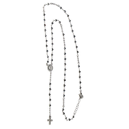 Agios hematite rosary with white rhinestones, 925 silver 3