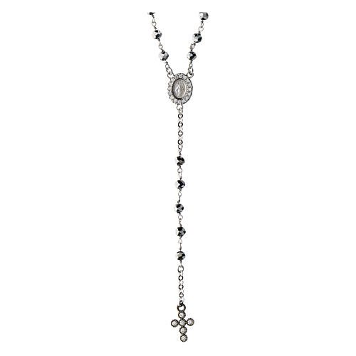 Rosario in ematite Agios argento 925 zirconi bianchi 1