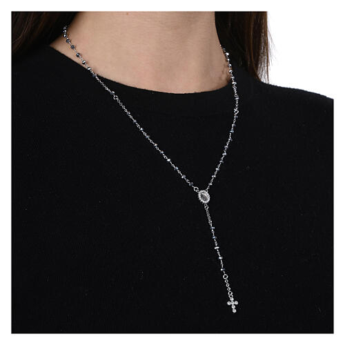 Rosario in ematite Agios argento 925 zirconi bianchi 2