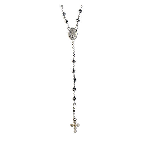 Rosario in ematite Agios argento 925 zirconi bianchi 3