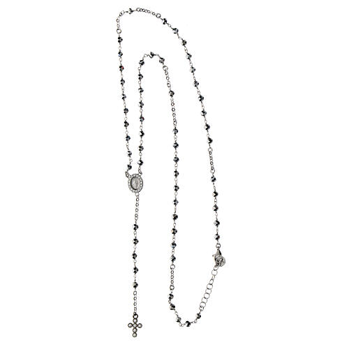 Rosario in ematite Agios argento 925 zirconi bianchi 4