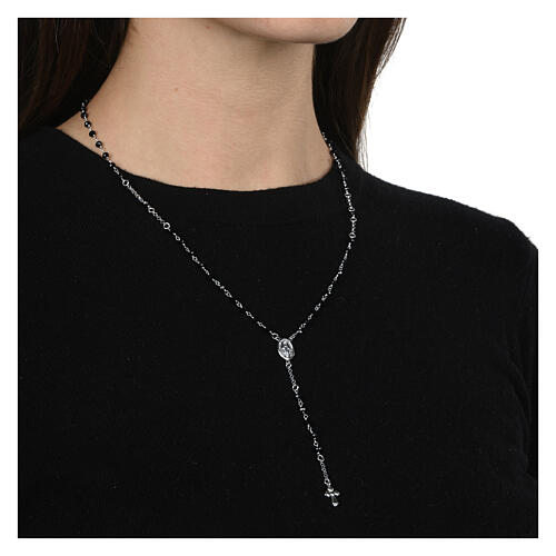 Rosenkranz von Agios, 925er Silber, rhodiniert, schwarze Natursteine 2