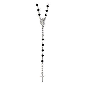 Agios rosary of 925 silver with Miraculous Medal and black beads