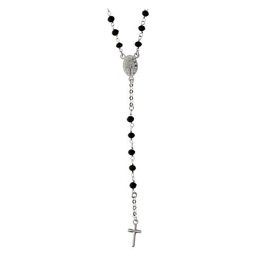 Agios rosary of 925 silver with Miraculous Medal and black beads 3