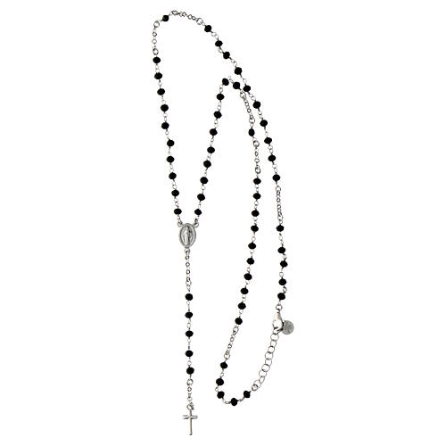 Agios rosary of 925 silver with Miraculous Medal and black beads 4