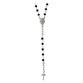 Agios rhodium-plated rosary necklace 925 silver black stones
