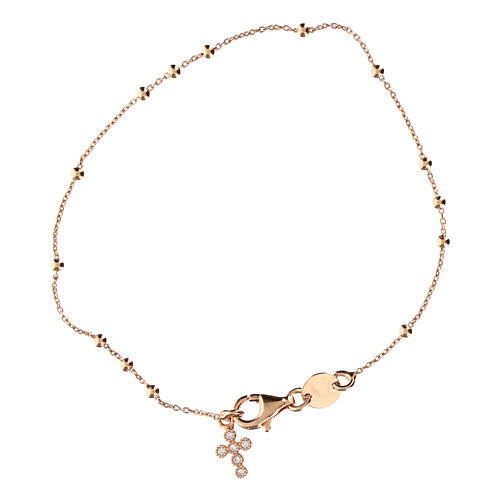 Bracciale charms Agios argento 925 con croce e zirconi rosato 3