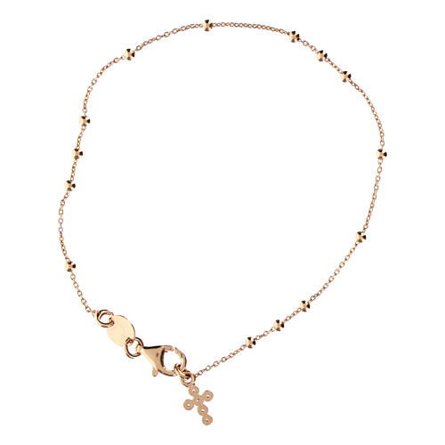 Agios 925 silver charm bracelet with cross and pink zircons 1