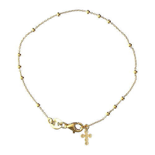 Bracelet Benedictus avec breloque croix zircons blancs argent 925 rosé 3