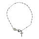 Agios rosary bracelet with cross-shaped dangle charm, rhodium-plated 925 silver s1