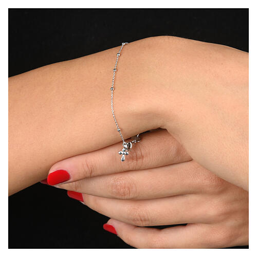 Bracciale Agios rodiato argento 925 croce 2