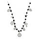 Agios necklace with dangle charms and black beads, rhodium-plated 925 silver s1