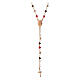 Agios rosary of rosé 925 silver with Miraculous Medal, red and brown beads s3