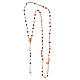Agios rosary of rosé 925 silver with Miraculous Medal, red and brown beads s4