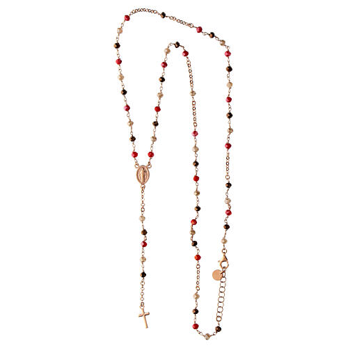 Rosary necklace Agios rose multicolor stones 925 silver 3
