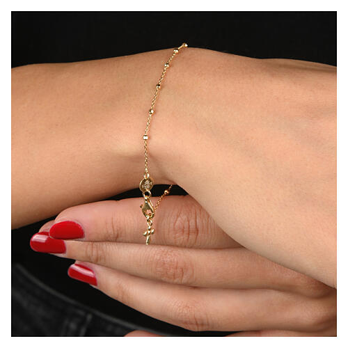 Pulsera colgantes Benedictus con cruz dorada plata 925 2