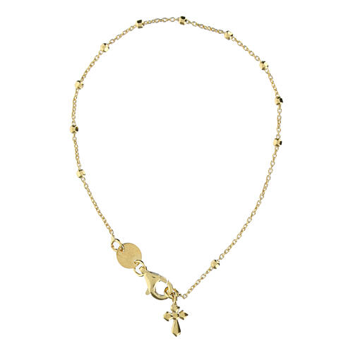 Pulsera colgantes Benedictus con cruz dorada plata 925 3