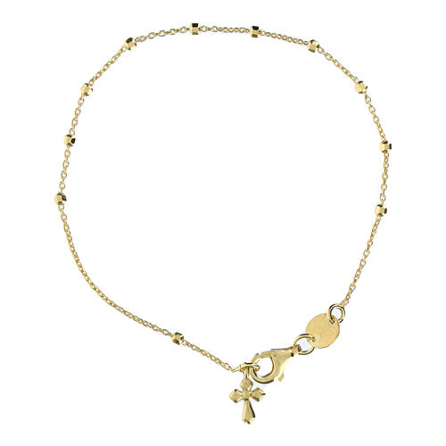 Pulseira berloques Agios com cruz dourada prata 925 3