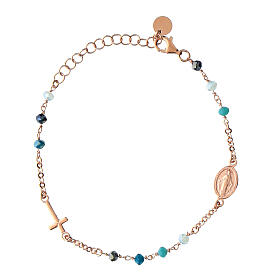 Pulsera Agios rosada multicolor celeste plata 925