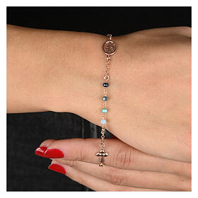Pulsera Agios rosada multicolor celeste plata 925