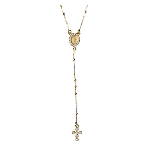 Rosario Agios con croce zirconi dorato argento 925 1