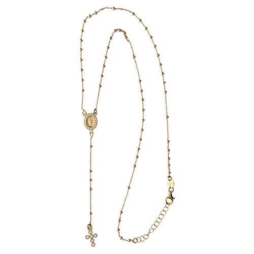 Rosario Agios con croce zirconi dorato argento 925 4