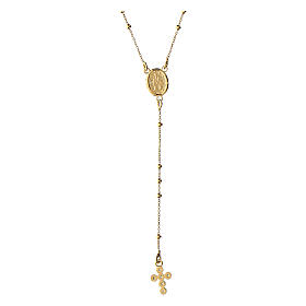 Rosary necklace with golden 925 silver zircon cross Agios