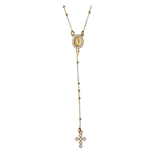 Rosary necklace with golden 925 silver zircon cross Agios 1