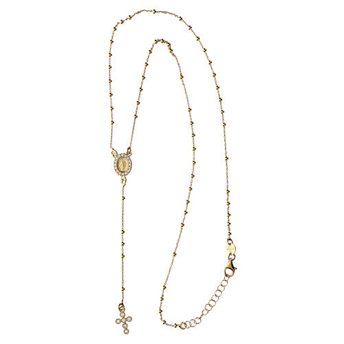 Rosary necklace with golden 925 silver zircon cross Agios 3