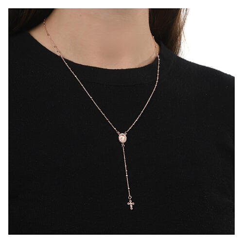 Rosary necklace with golden 925 silver zircon cross Agios 2