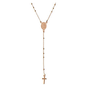 Agios rosary with Miraculous Medal, rosé 925 silver