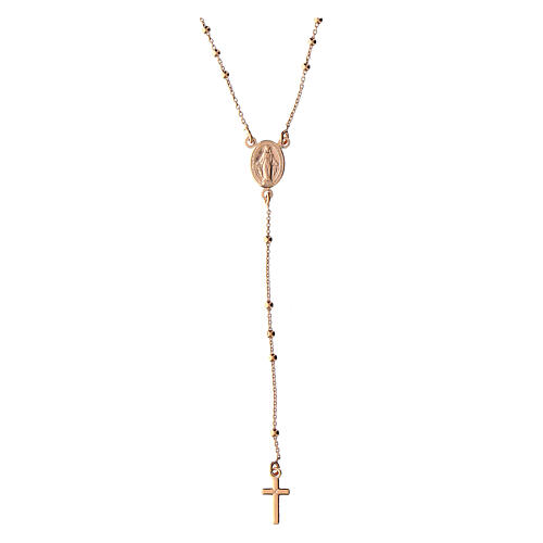 Agios rosary with Miraculous Medal, rosé 925 silver 1