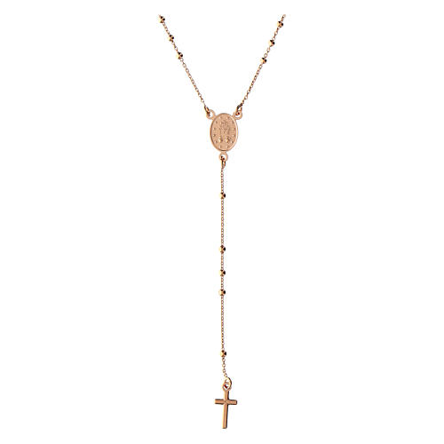 Agios rosary with Miraculous Medal, rosé 925 silver 2